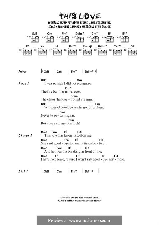 This Love (Maroon 5): For guitar by Adam Levine, Jesse Carmichael