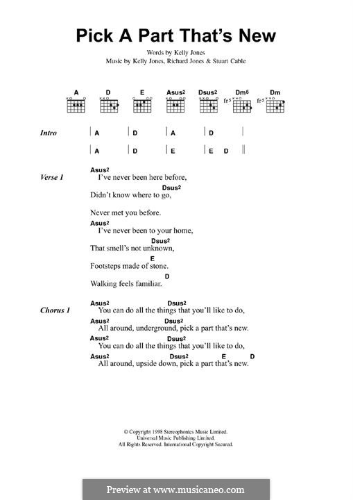 Pick a Part That's New (Stereophonics): For guitar by Kelly Jones, Richard Jones, Stuart Cable