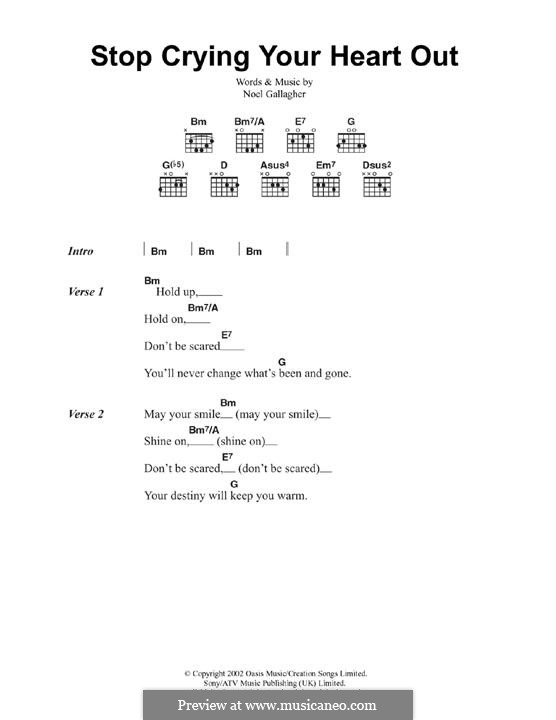 Stop Crying Your Heart Out (Oasis): Lyrics and guitar chords by Noel Gallagher