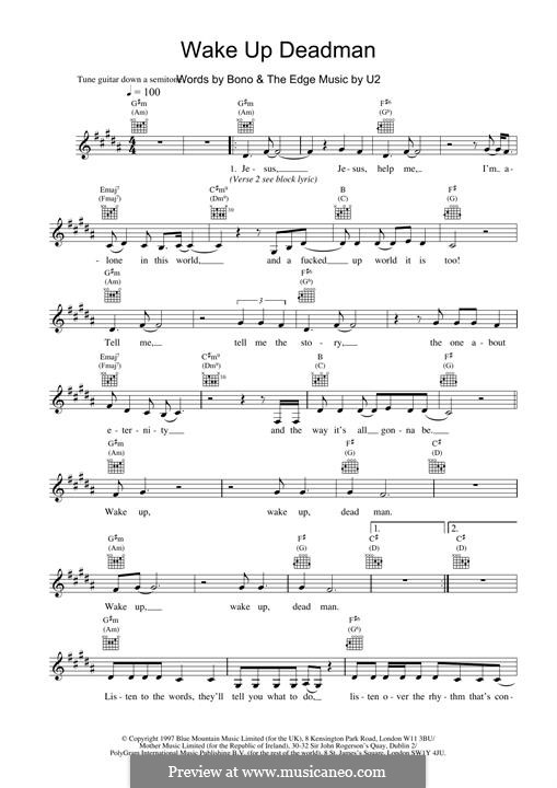 Wake Up Dead Man: For keyboard by U2