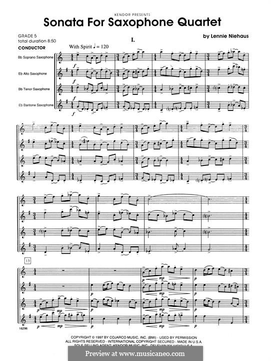 Sonata for Saxophone Quartet by L. Niehaus sheet music on MusicaNeo
