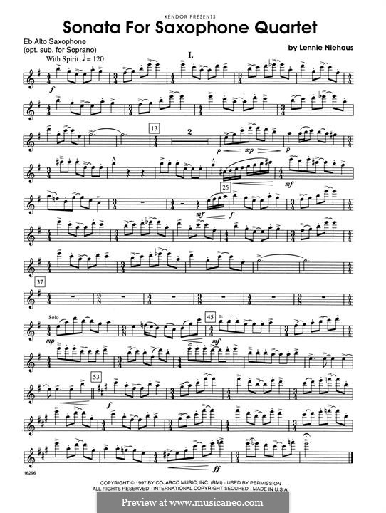 Sonata for Saxophone Quartet by L. Niehaus sheet music on MusicaNeo