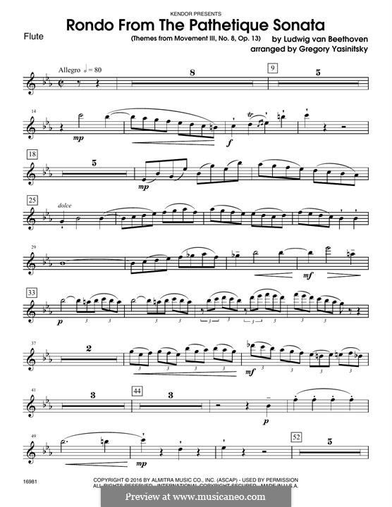 Movement III: Themes, for woodwind ensemble – flute part by Ludwig van Beethoven