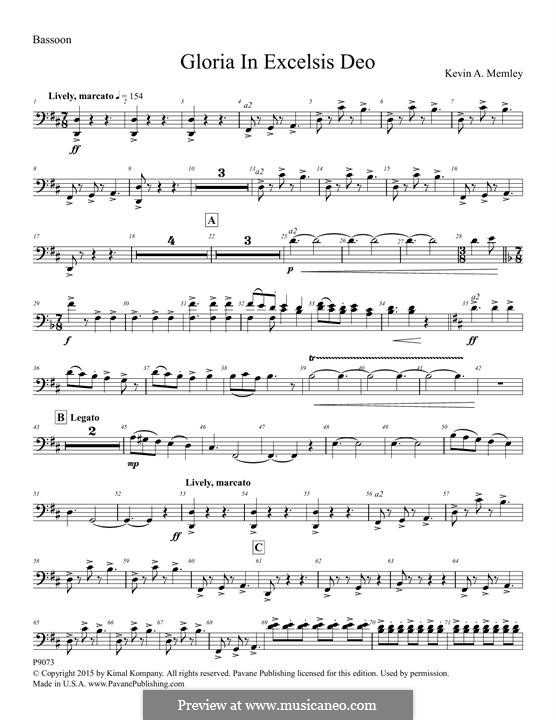Gloria in Excelsis Deo: Bassoon part by Kevin A. Memley