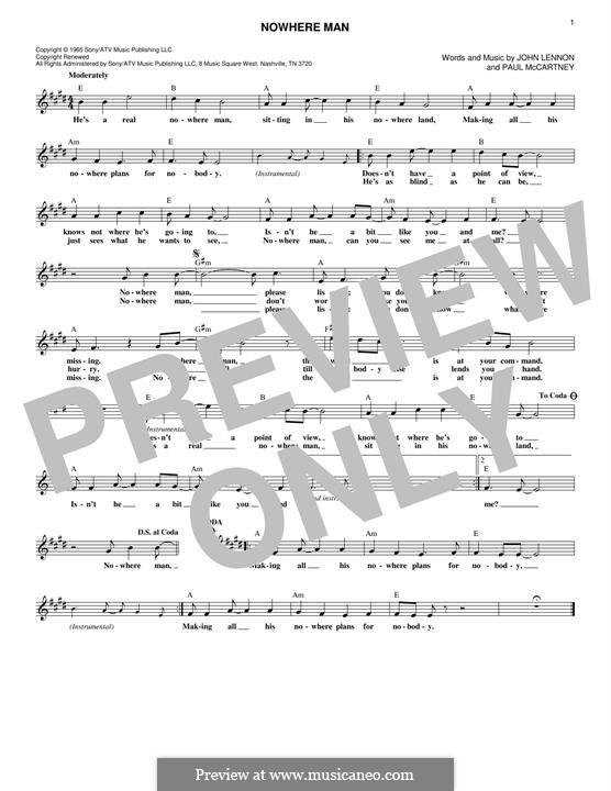 Nowhere Man (The Beatles): For keyboard by John Lennon, Paul McCartney