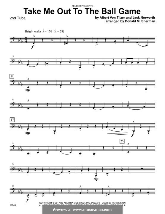 Take Me Out to the Ball Game: For brass ensemble – 2nd Tuba part by Albert von Tilzer