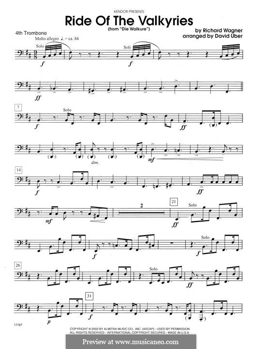 The Valkyrie. Ride of the Valkyrie: For trombone choir – 4th Trombone part by Richard Wagner