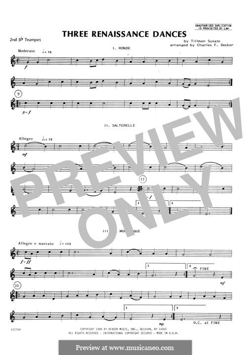 Three Renaissance Dances (From Het Derde Musyk Boexcken): 2nd Bb Trumpet part by Tylman Susato