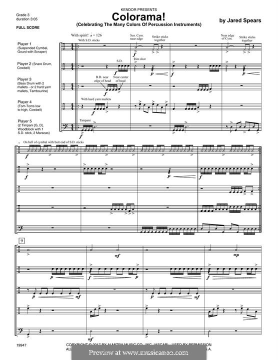 Colorama! (Celebrating The Many Colors Of Percussion Instruments): Full Score by Jared Spears