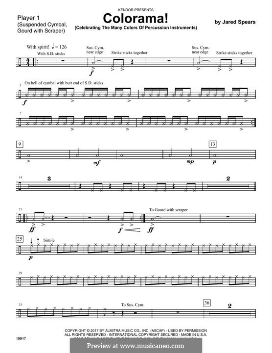 Colorama! (Celebrating The Many Colors Of Percussion Instruments): Percussion 1 part by Jared Spears