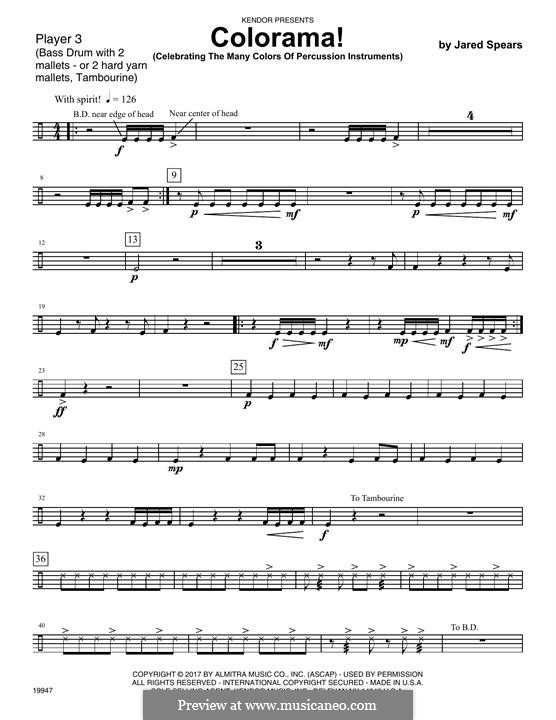 Colorama! (Celebrating The Many Colors Of Percussion Instruments): Percussion 3 part by Jared Spears
