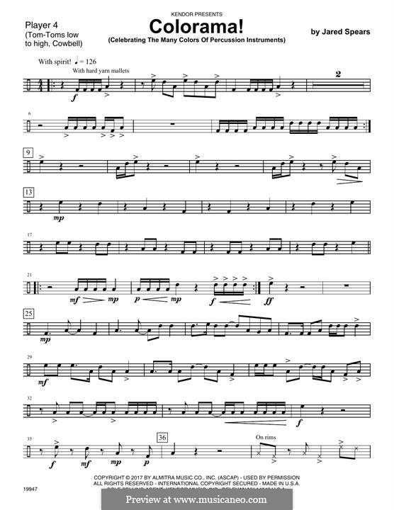 Colorama! (Celebrating The Many Colors Of Percussion Instruments): Percussion 4 part by Jared Spears