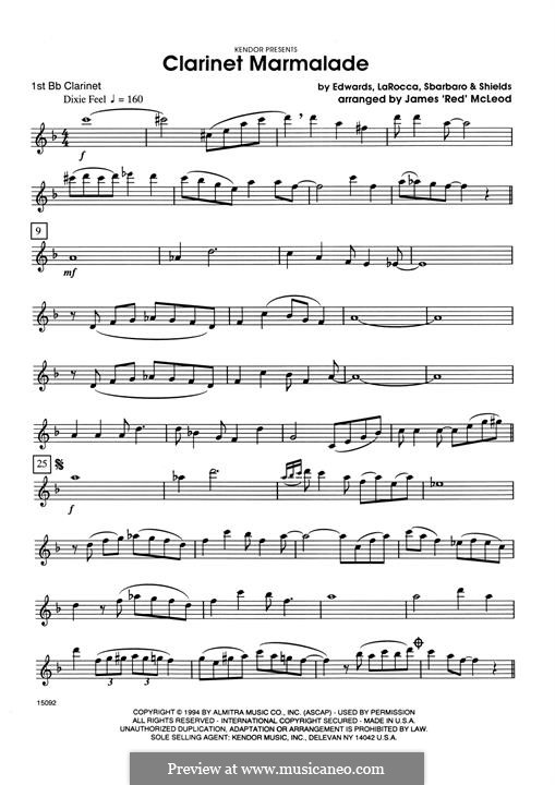 Clarinet Marmalade: 1st Bb Clarinet part by D.J. LaRocca