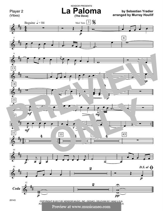 La Paloma (The Dove): Percussion 2 (Murray Houllif) by Sebastián Yradier