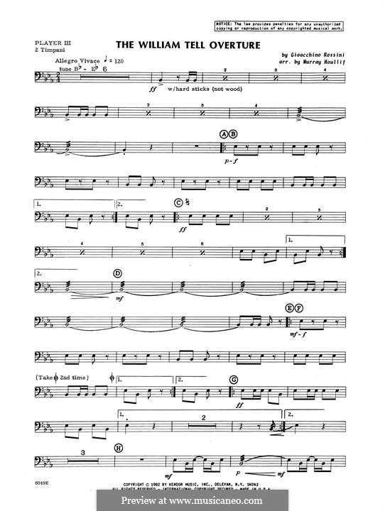 Overture (Printable Scores): Percussion 3 part by Gioacchino Rossini