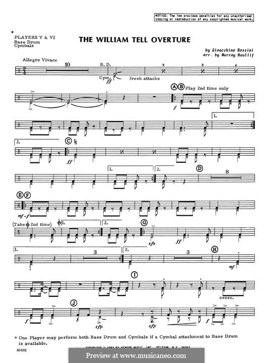 Overture (Printable Scores): Percussion 5 part by Gioacchino Rossini