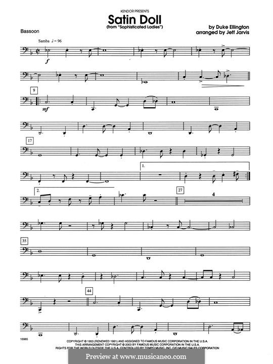 Woodwind Ensemble version: Bassoon part by Duke Ellington