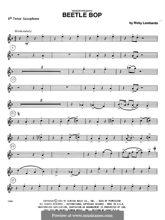 Beetle Bop: Bb Tenor Saxophone part by Ricky Lombardo