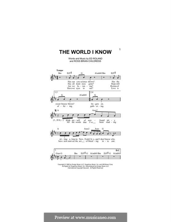 The World I Know (Collective Soul): For keyboard by Ed Roland, Ross Brian Childress