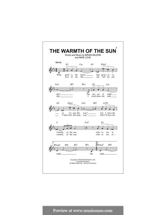 The Warmth of the Sun (The Beach Boys): For keyboard by Brian Wilson, Mike Love