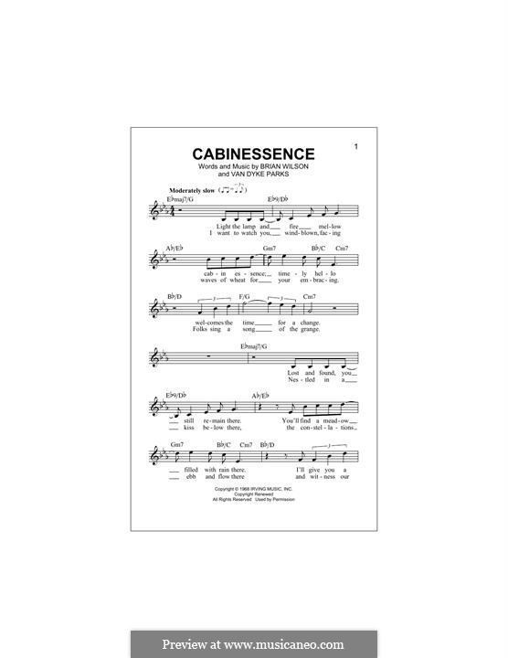 Cabinessence (The Beach Boys): For keyboard by Brian Wilson, Van Dyke Parks
