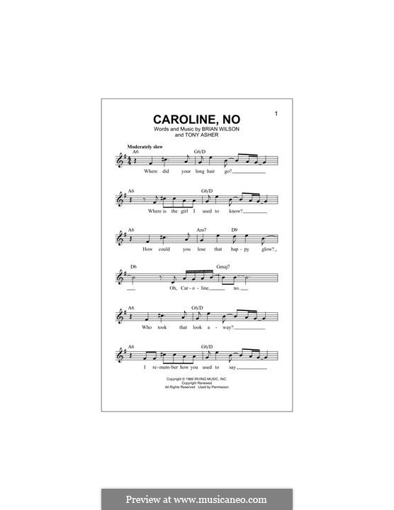 Caroline, No (The Beach Boys): For keyboard by Brian Wilson, Tony Asher