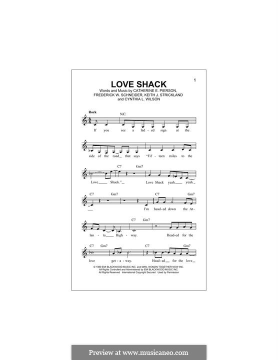 Love Shack (The B-52's): For keyboard by Cynthia L. Wilson, Frederick W. Schneider, Kate Pierson, Keith J. Strickland