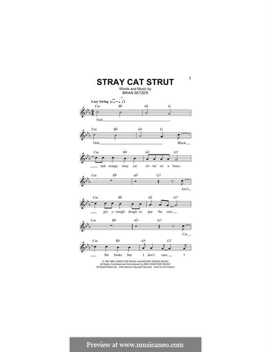 Stray Cat Strut (Stray Cats): For keyboard by Brian Setzer