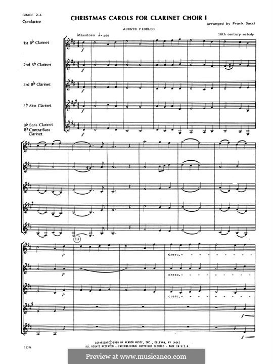 Christmas Carols For Clarinet Choir I: Full Score by folklore