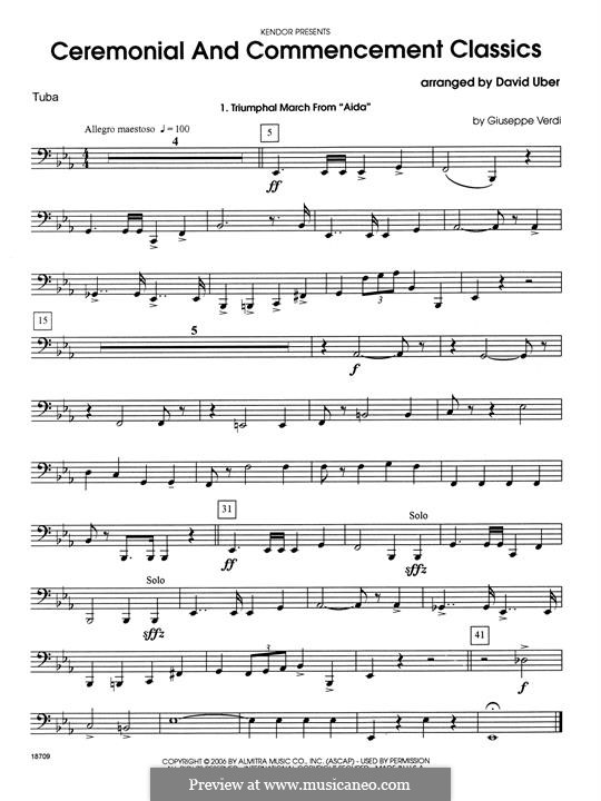 Ceremonial and Commencement Classics: For brass ensemble – Tuba part by Giuseppe Verdi