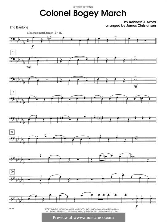 Colonel Bogey March: 2nd Baritone B.C. part by Kenneth J. Alford