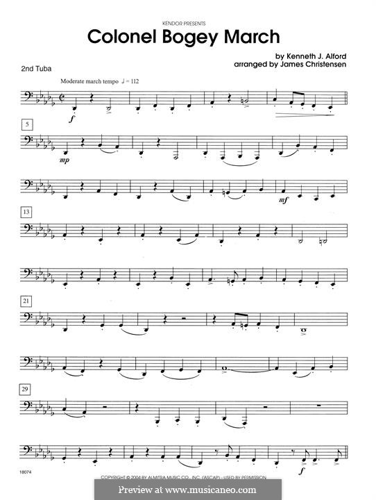 Colonel Bogey March: Tuba 2 part by Kenneth J. Alford