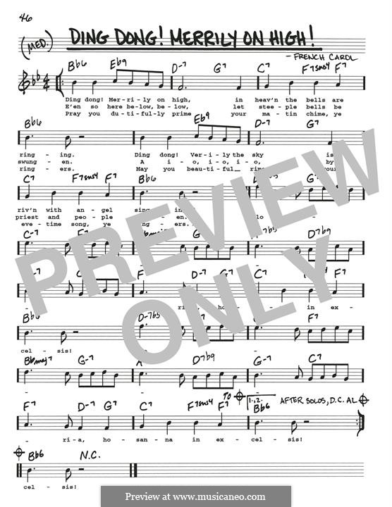 Ding Dong! Merrily on High (Printable Scores): Melody line by folklore