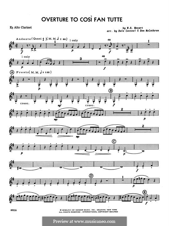 Overture: For clarinet quartet – Eb Alto Clarinet part by Wolfgang Amadeus Mozart