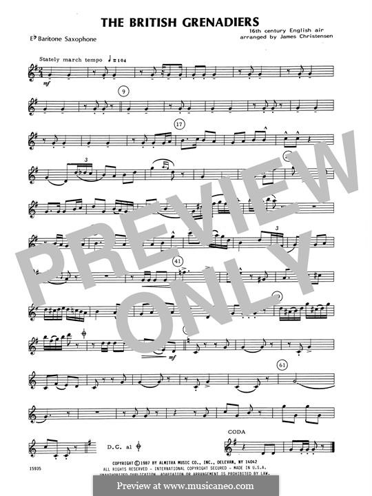 The British Grenadiers: Eb Baritone Saxophone part by folklore