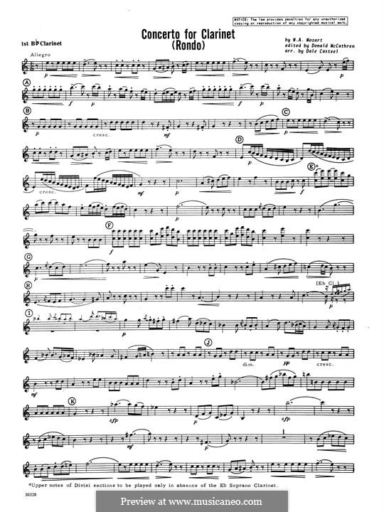 Movement 3: 1st Bb Clarinet part by Wolfgang Amadeus Mozart