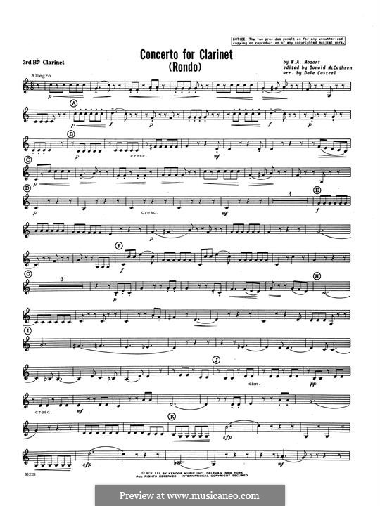 Movement 3: 3rd Bb Clarinet part by Wolfgang Amadeus Mozart