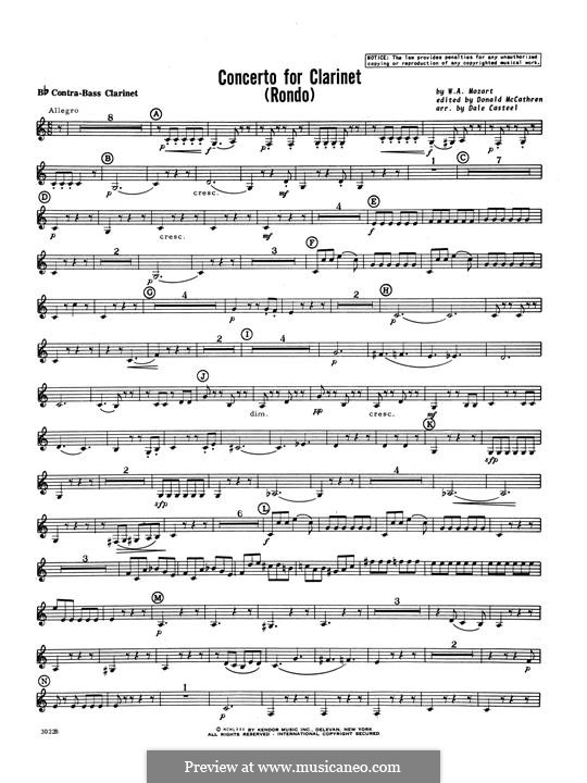 Movement 3: Bb Contra Bass Clarinet part by Wolfgang Amadeus Mozart