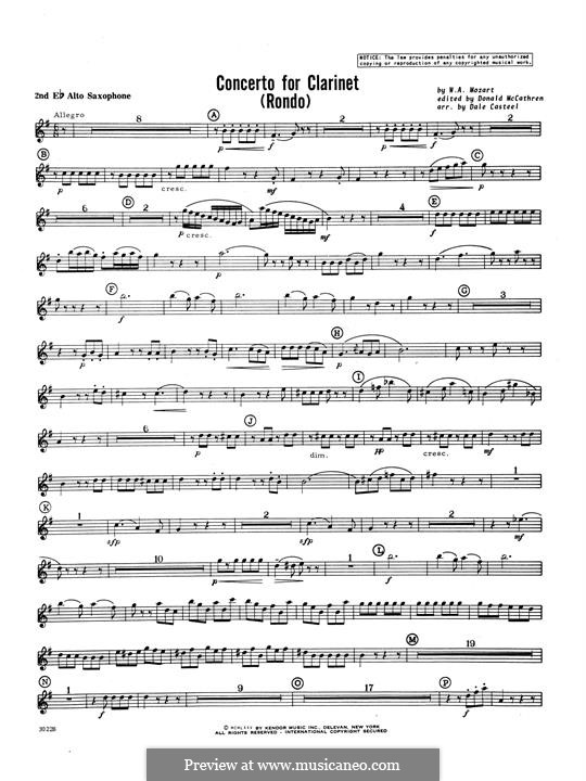 Movement 3: 2nd Eb Alto Saxophone part by Wolfgang Amadeus Mozart