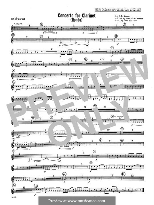 Movement 3: Cornet 1 part by Wolfgang Amadeus Mozart