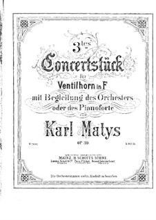 Concert Piece No.3 for French Horn and Piano, Op.39: Score by Karl Matys