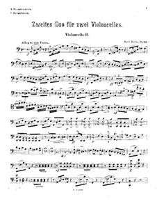 Duet for Two Cellos, Op.53: Cello II part by Karl Matys