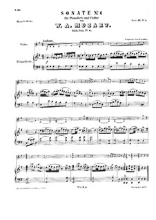 Sonata for Violin (or Flute) and Piano No.2 in G Major, K.11: Score by Wolfgang Amadeus Mozart