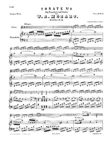 Sonata for Violin (or Flute) and Piano No.9 in C Major, K.14: Score by Wolfgang Amadeus Mozart