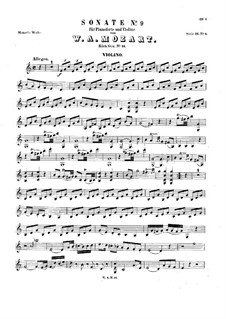 Sonata for Violin (or Flute) and Piano No.9 in C Major, K.14: Solo part by Wolfgang Amadeus Mozart