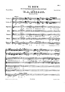 Te Deum in C Major, K.141: Full score by Wolfgang Amadeus Mozart