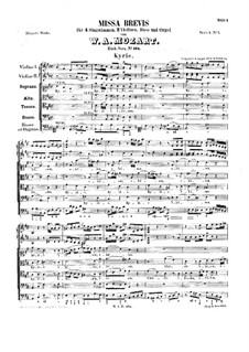 Mass No.8 in D Major (Missa brevis No.4), K.194: Full score by Wolfgang Amadeus Mozart