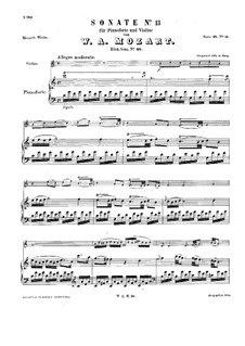 Sonata for Violin and Piano No.13 in C Major, K.28: Score by Wolfgang Amadeus Mozart