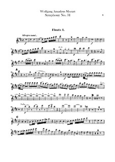 Symphony No.31 in D Major 'Paris', K.297: Flutes parts by Wolfgang Amadeus Mozart