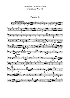 Symphony No.31 in D Major 'Paris', K.297: Bassoons parts by Wolfgang Amadeus Mozart